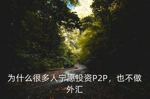 為什么很多人寧愿投資P2P，也不做外匯