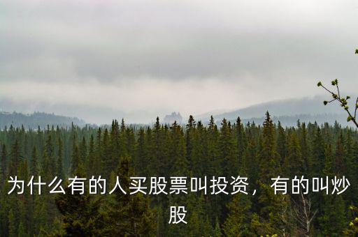 為什么有的人買股票叫投資，有的叫炒股