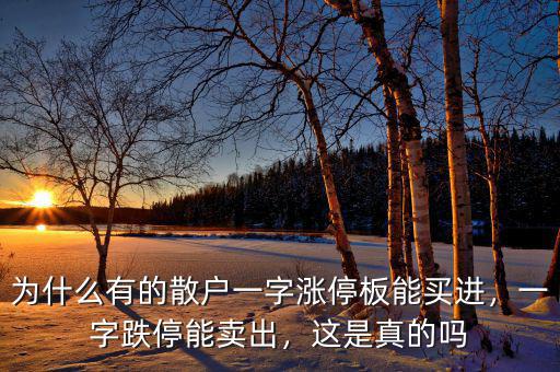 為什么有的散戶一字漲停板能買進(jìn)，一字跌停能賣出，這是真的嗎