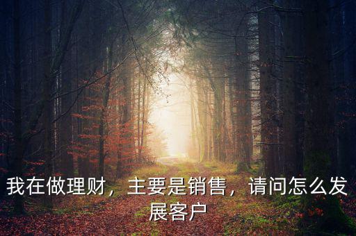 我在做理財(cái)，主要是銷售，請問怎么發(fā)展客戶