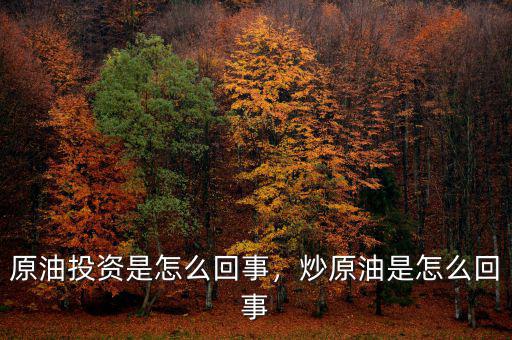 原油投資是怎么回事，炒原油是怎么回事