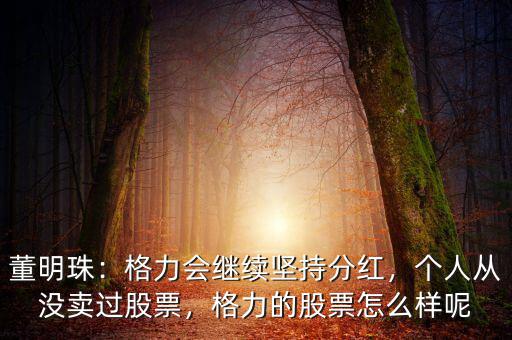 董明珠：格力會繼續(xù)堅持分紅，個人從沒賣過股票，格力的股票怎么樣呢