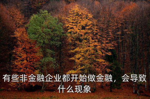 有些非金融企業(yè)都開始做金融，會導(dǎo)致什么現(xiàn)象
