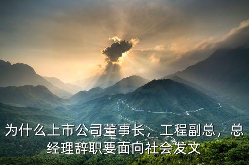 為什么上市公司董事長(zhǎng)，工程副總，總經(jīng)理辭職要面向社會(huì)發(fā)文