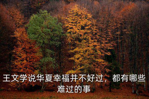 王文學(xué)說華夏幸福并不好過，都有哪些難過的事