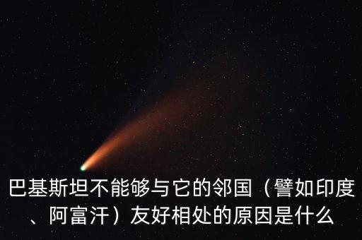 巴基斯坦不能夠與它的鄰國（譬如印度、阿富汗）友好相處的原因是什么