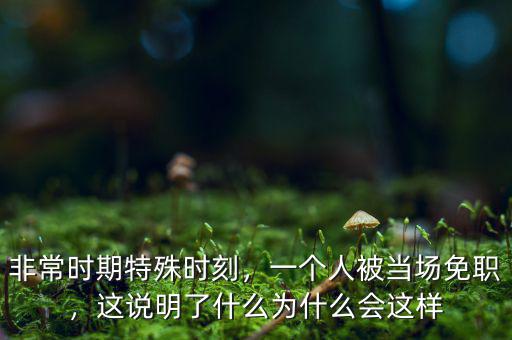 非常時期特殊時刻，一個人被當(dāng)場免職，這說明了什么為什么會這樣