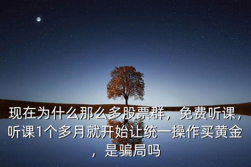現(xiàn)在為什么那么多股票群，免費聽課，聽課1個多月就開始讓統(tǒng)一操作買黃金，是騙局嗎