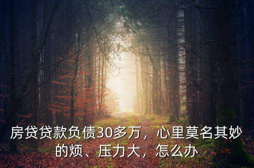 房貸貸款負債30多萬，心里莫名其妙的煩、壓力大，怎么辦