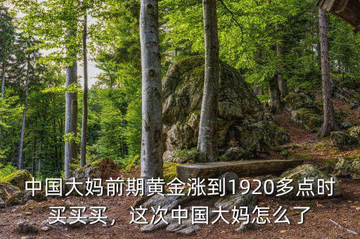 中國(guó)大媽前期黃金漲到1920多點(diǎn)時(shí)買買買，這次中國(guó)大媽怎么了