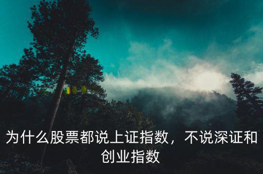 為什么股票都說上證指數(shù)，不說深證和創(chuàng)業(yè)指數(shù)