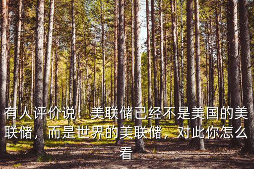 有人評價(jià)說：美聯(lián)儲已經(jīng)不是美國的美聯(lián)儲，而是世界的美聯(lián)儲，對此你怎么看