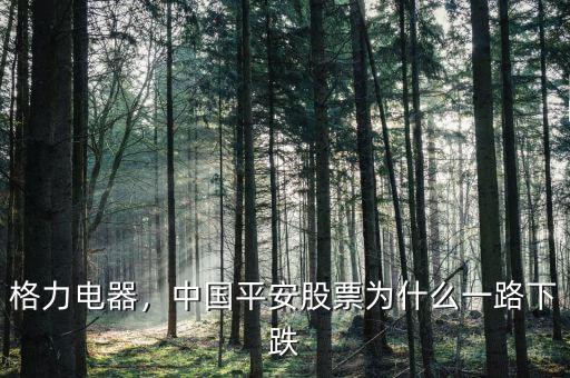 格力電器，中國平安股票為什么一路下跌