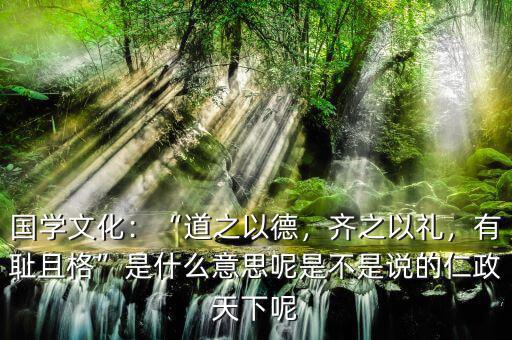 國學(xué)文化：“道之以德，齊之以禮，有恥且格”是什么意思呢是不是說的仁政天下呢