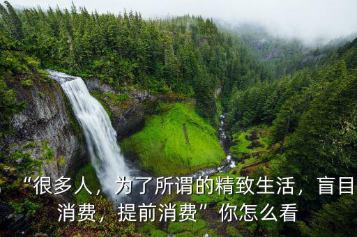 “很多人，為了所謂的精致生活，盲目消費，提前消費”你怎么看