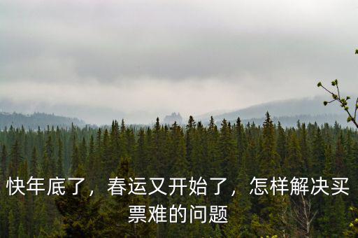 快年底了，春運又開始了，怎樣解決買票難的問題
