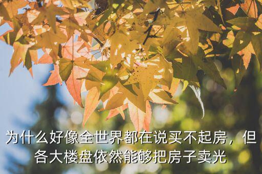 為什么好像全世界都在說買不起房，但各大樓盤依然能夠把房子賣光