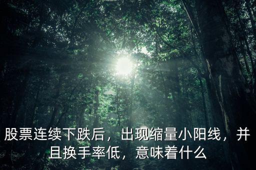 股票連續(xù)下跌后，出現(xiàn)縮量小陽(yáng)線，并且換手率低，意味著什么