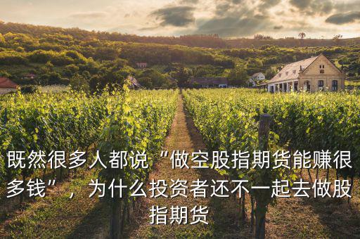既然很多人都說“做空股指期貨能賺很多錢”，為什么投資者還不一起去做股指期貨