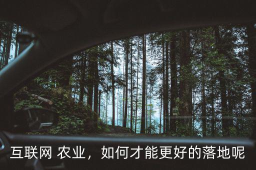 互聯(lián)網(wǎng) 農(nóng)業(yè)，如何才能更好的落地呢