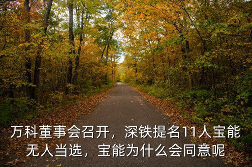 萬科董事會(huì)召開，深鐵提名11人寶能無人當(dāng)選，寶能為什么會(huì)同意呢