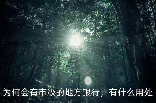 為何會有市級的地方銀行，有什么用處