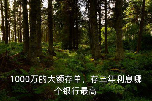 1000萬(wàn)的大額存單，存三年利息哪個(gè)銀行最高