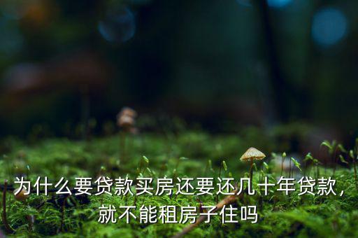 為什么要貸款買房還要還幾十年貸款，就不能租房子住嗎