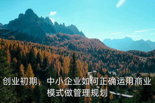 創(chuàng)業(yè)初期，中小企業(yè)如何正確運(yùn)用商業(yè)模式做管理規(guī)劃
