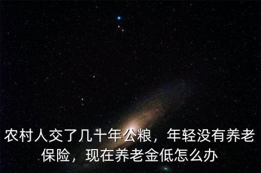 農(nóng)村人交了幾十年公糧，年輕沒(méi)有養(yǎng)老保險(xiǎn)，現(xiàn)在養(yǎng)老金低怎么辦