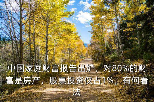 中國家庭財(cái)富報(bào)告出爐，對(duì)80%的財(cái)富是房產(chǎn)，股票投資僅占1%，有何看法
