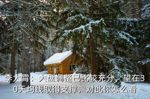 李大霄：大盤調(diào)整已比較充分，望在30天均線取得支撐，對(duì)此你怎么看