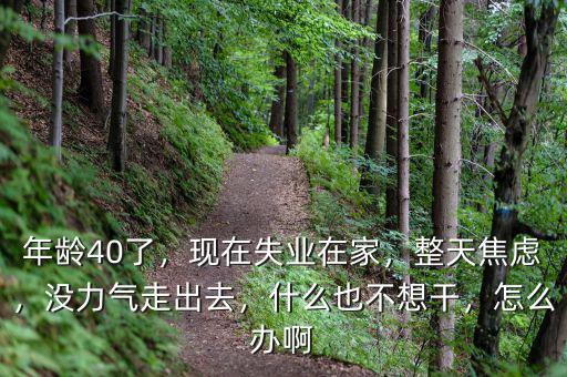 年齡40了，現(xiàn)在失業(yè)在家，整天焦慮，沒力氣走出去，什么也不想干，怎么辦啊