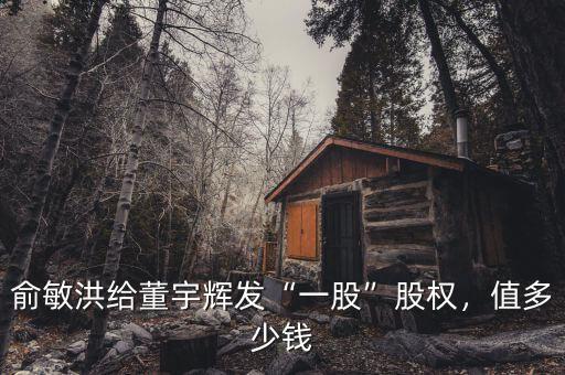一股多少,俞敏洪給董宇輝發(fā)一股股權