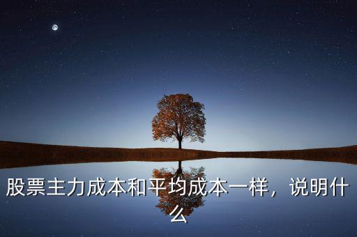 股票主力成本和平均成本一樣，說明什么