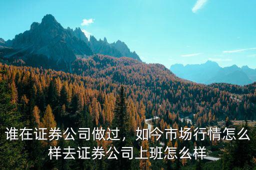 誰在證券公司做過，如今市場行情怎么樣去證券公司上班怎么樣