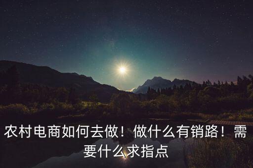 農(nóng)村電商如何去做！做什么有銷路！需要什么求指點