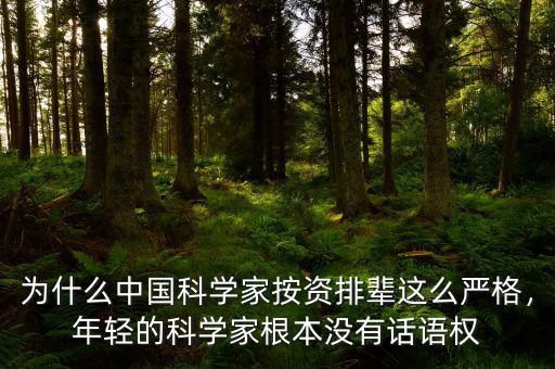 為什么中國科學(xué)家按資排輩這么嚴(yán)格，年輕的科學(xué)家根本沒有話語權(quán)