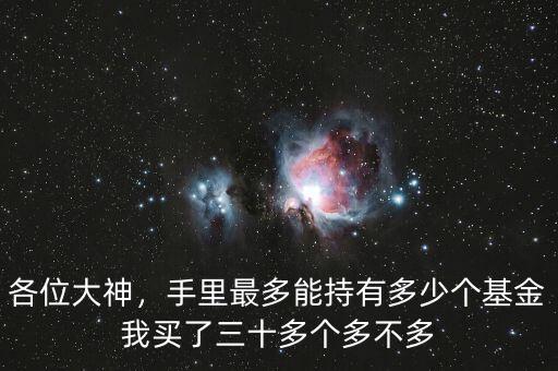 各位大神，手里最多能持有多少個基金我買了三十多個多不多