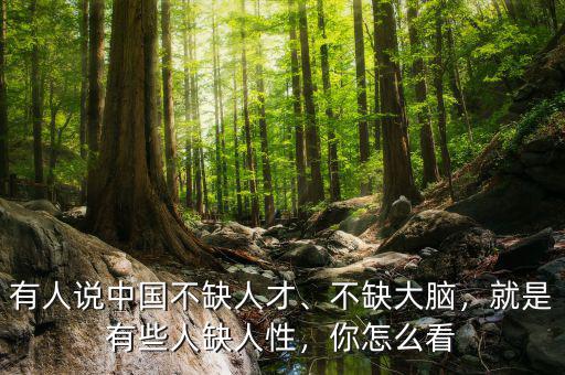 有人說中國不缺人才、不缺大腦，就是有些人缺人性，你怎么看