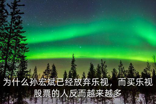 為什么孫宏斌已經(jīng)放棄樂(lè)視，而買樂(lè)視股票的人反而越來(lái)越多