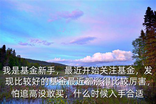 我是基金新手，最近開(kāi)始關(guān)注基金，發(fā)現(xiàn)比較好的基金最近都漲得比較厲害，怕追高沒(méi)敢買，什么時(shí)候入手合適
