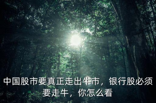 中國股市要真正走出牛市，銀行股必須要走牛，你怎么看