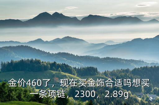 金價(jià)460了，現(xiàn)在買金飾合適嗎想買一條項(xiàng)鏈，2300，2.89g