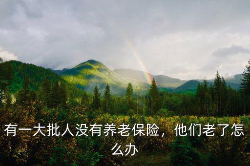有一大批人沒有養(yǎng)老保險(xiǎn)，他們老了怎么辦