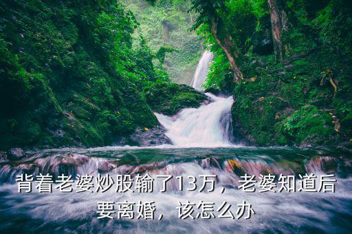 背著老婆炒股輸了13萬(wàn)，老婆知道后要離婚，該怎么辦
