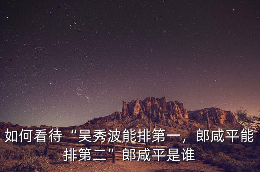 如何看待“吳秀波能排第一，郎咸平能排第二”郎咸平是誰