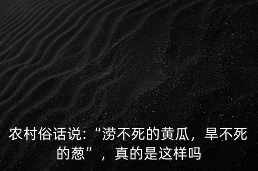 農(nóng)村俗話說:“澇不死的黃瓜，旱不死的蔥”，真的是這樣嗎