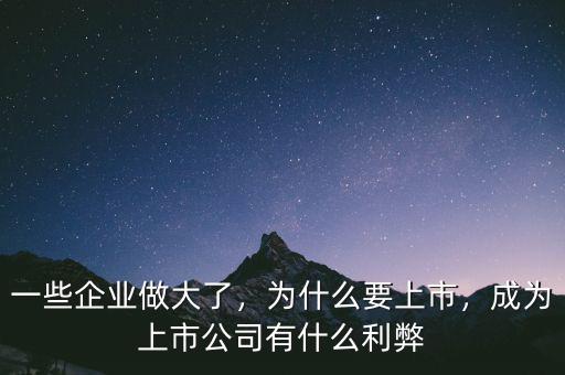 一些企業(yè)做大了，為什么要上市，成為上市公司有什么利弊
