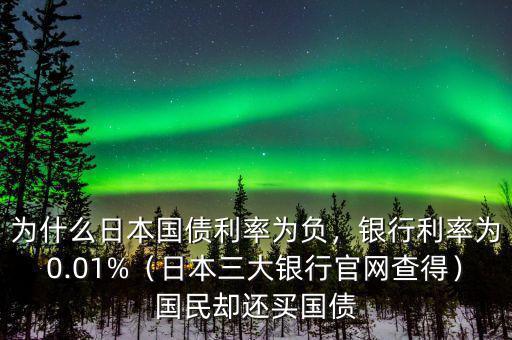 為什么日本國債利率為負(fù)，銀行利率為0.01%（日本三大銀行官網(wǎng)查得）國民卻還買國債